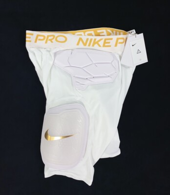NEW Nike Pro Hyperstrong Padded White Gold Football Girdle Shorts AQ2732-101