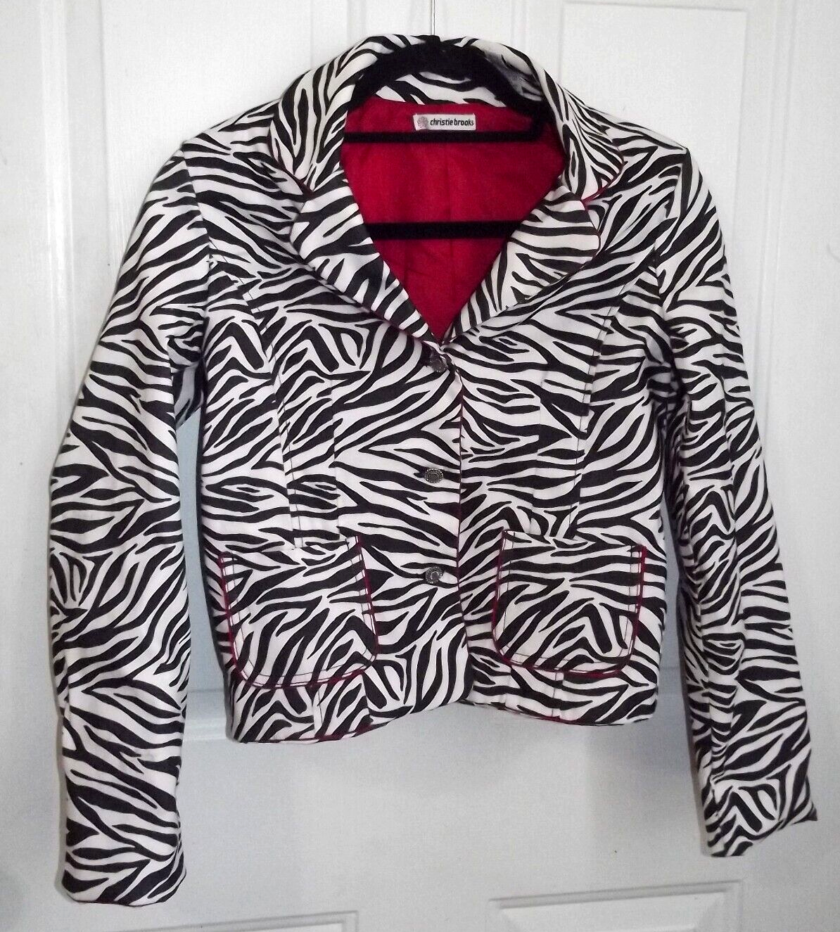 Christie Brooks Girls Size 16 Short Jacket Zebra Print VGUC