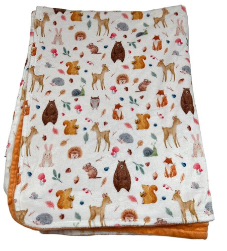 Minky Dot Velour Bear Deer Orange Reversible Very Soft