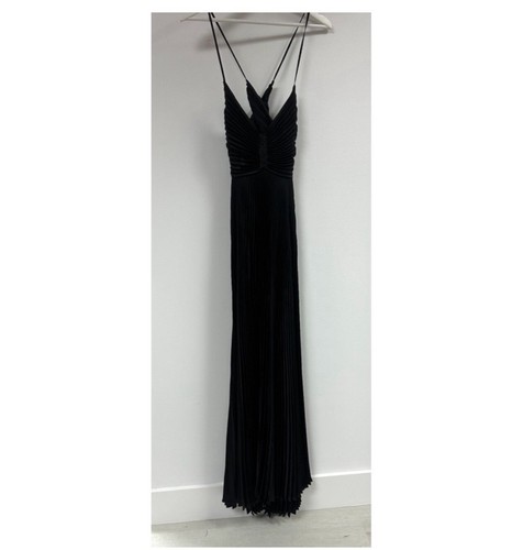 Pre-owned A.l.c Alc Aries Satin Pleated Dress In Black. Nwt. Size 4. Retail- $800