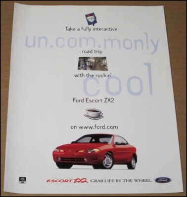 1997 Ford Escort ZX2 Print Ad Automobile Car Advertisement Page Levi's Vintage