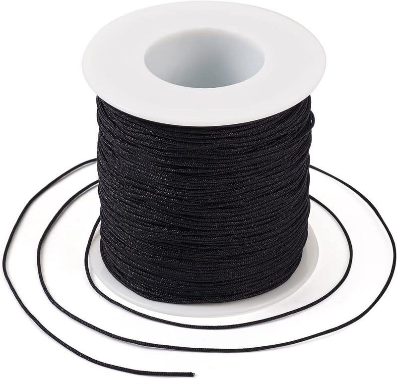 100M 0.8mm Nylon Beading Cord Black Chinese Knotting Rattail Macrame Thread Stri