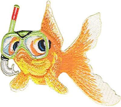 Cute Tank Girls Boys Scuba Diving 142-X Gold Fish Embroidered Iron On Patch