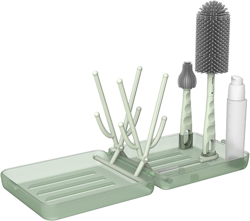 Bottle Brush Set - Travel Essential-6 in 1 Bottle Cleaner Kit with Silicone Brus