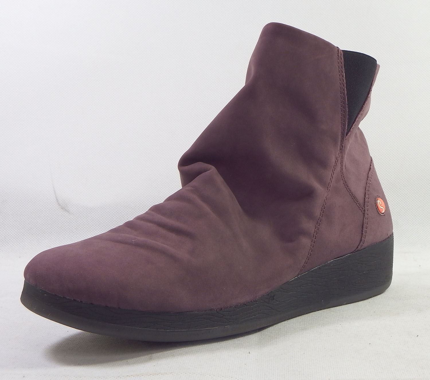 Softinos AY0411SOF Purple Soft Smooth Leather Zip Ankle Boots