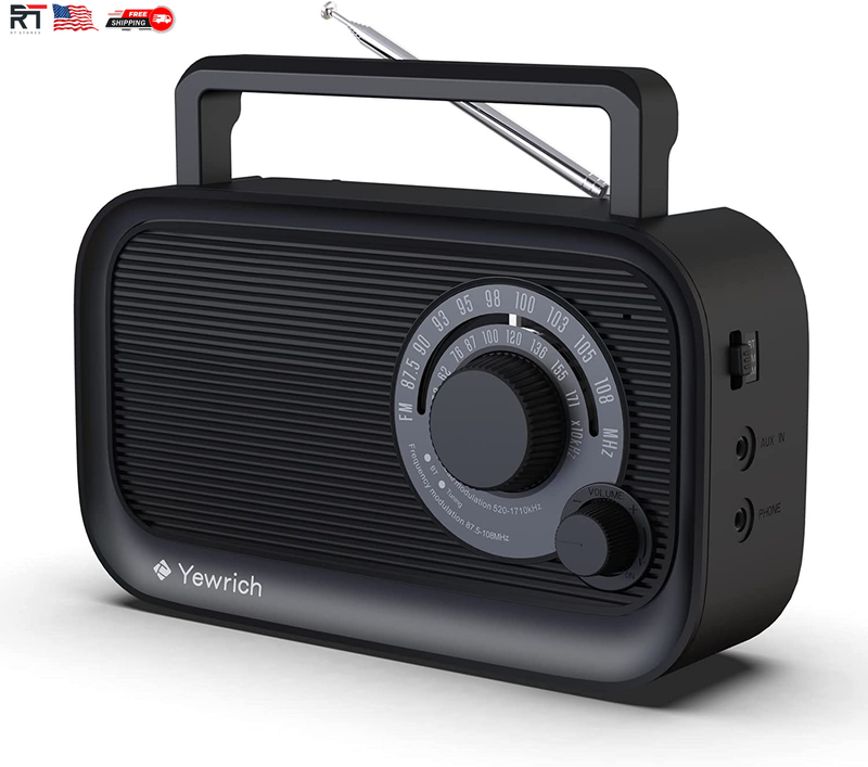 AM FM Portable Radio with Best Reception Bluetooth Speaker Battery or AC Power