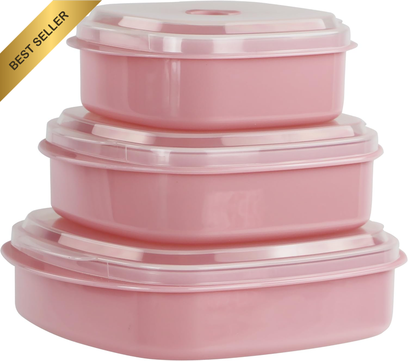 Calypso Basics by 6-Piece Microwave Cookware, Steamer and Storage Set, Black Pin