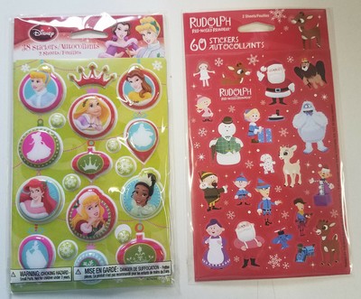 Lot of 11 BRAND NEW packs of Christmas Stickers - Disney, Frosty, Rudolph, more!