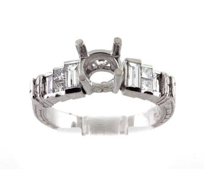 SALE 0.67 CT Natural diamond semi mount ring VS2/G 900 Platinum