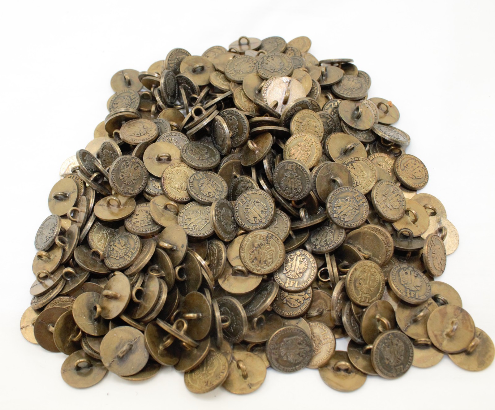 Vtg Buttons Austrian Coin Replica Metal Buttons 1/4 Fl. 