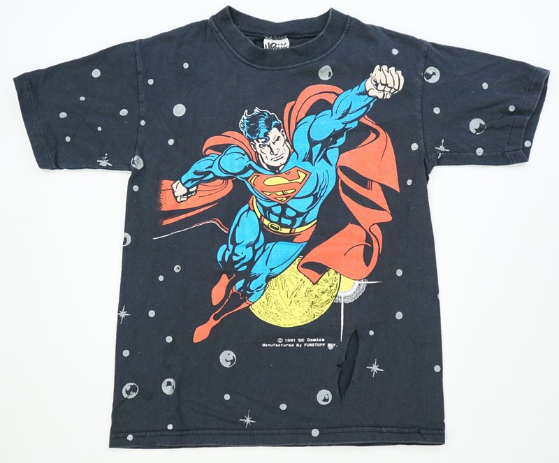 Rare VTG UPSTUFF Superman DC Comics 1991 All Over Print T Rare VTG UPSTUFF Superman DC Comics 1991 All Over Print T