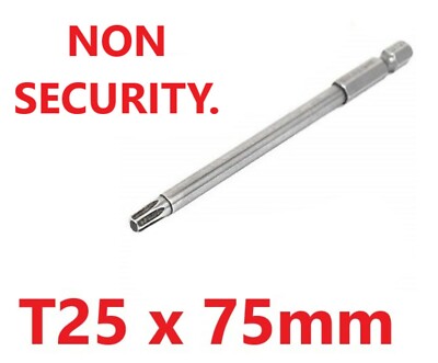 1/4'' Hex Shank 75mm Long T25 Magnetic Torx  NON Security Screwdriver Bit