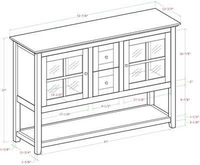 52' TV Console / Buffet Cabinet - Black - 52 X 16 X 35h
