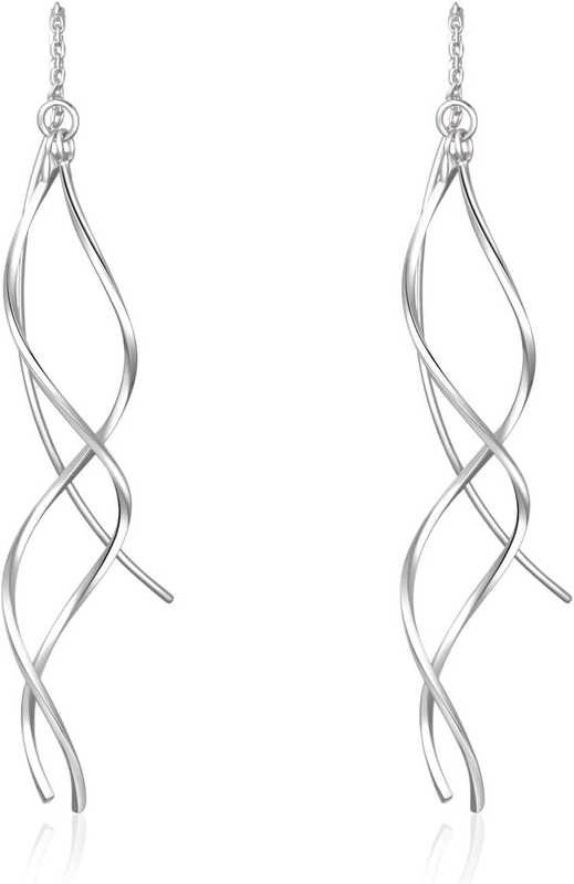 Sterling Silver Threader Earrings for Women Trendy, Handmade Earrings Jewelry, T