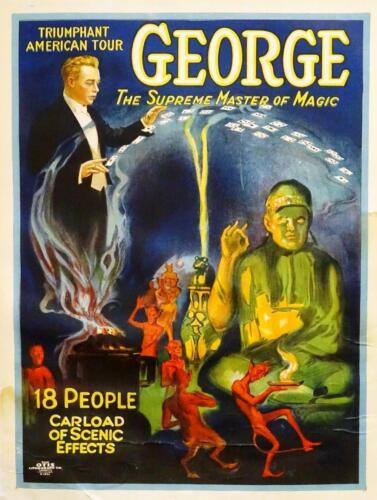 Authentic Grover George the Supreme Master of Magic Vintage Poster Linen Mounted