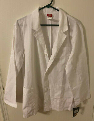Dickies Lab Coat Mens Small White 31'' Long Sleeve Pockets 3-Button 81404 EDS