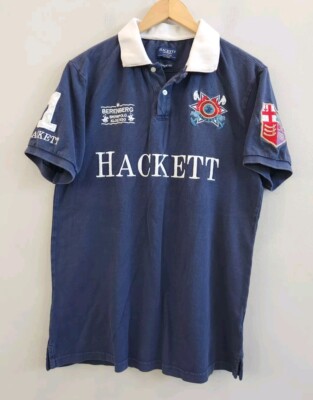 Hackett London Blue Cotton Berenberg Snow Polo Shirt Men's Size XL