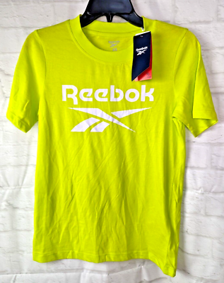 Reebok Women s Identity Big Logo T Shirt Acid Yellow Size XS Relaxed Tee NWT