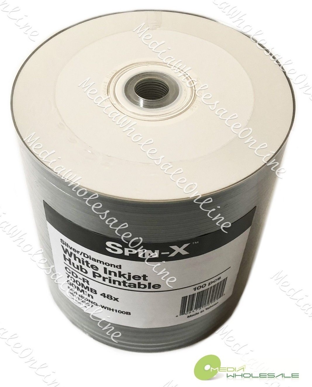 100 Spin-X CD-R 700MB 48x White Inkjet Hub Printable Diamond Blank Media Disc 