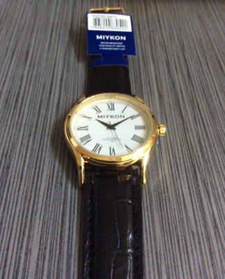 Miykon Men s Gold Watch Round White Dial Roman Numeral Hours