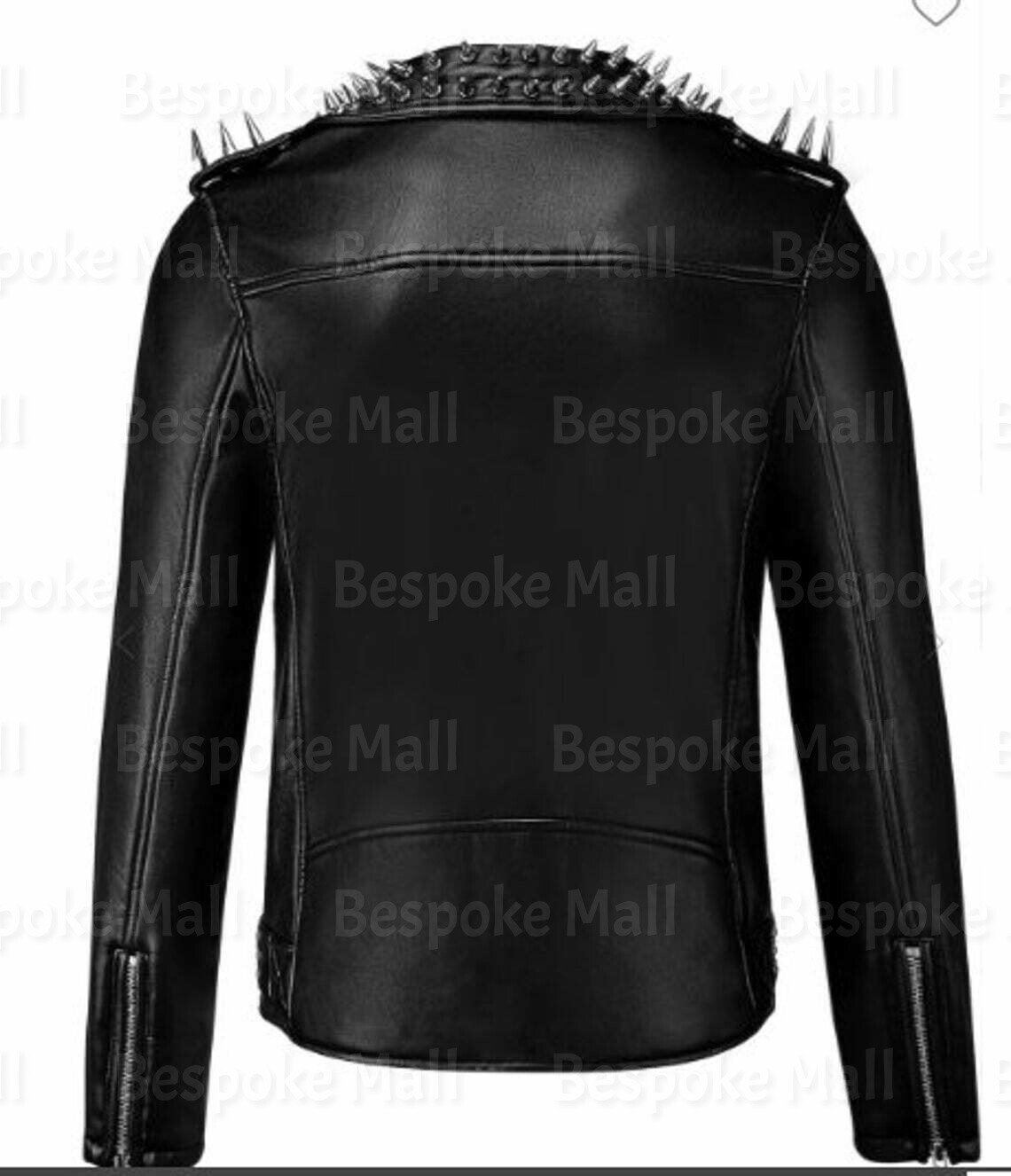 Pre-owned Handmade Men Black Leather Jacket With Studs & Spikes Rock Punk Style Studded-315