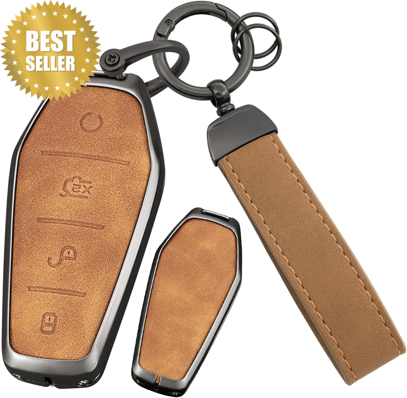 Metal Leather Key Fob Cover Fit for BYD Dolphin Atto 3 Seal Song plus Qin Tang E