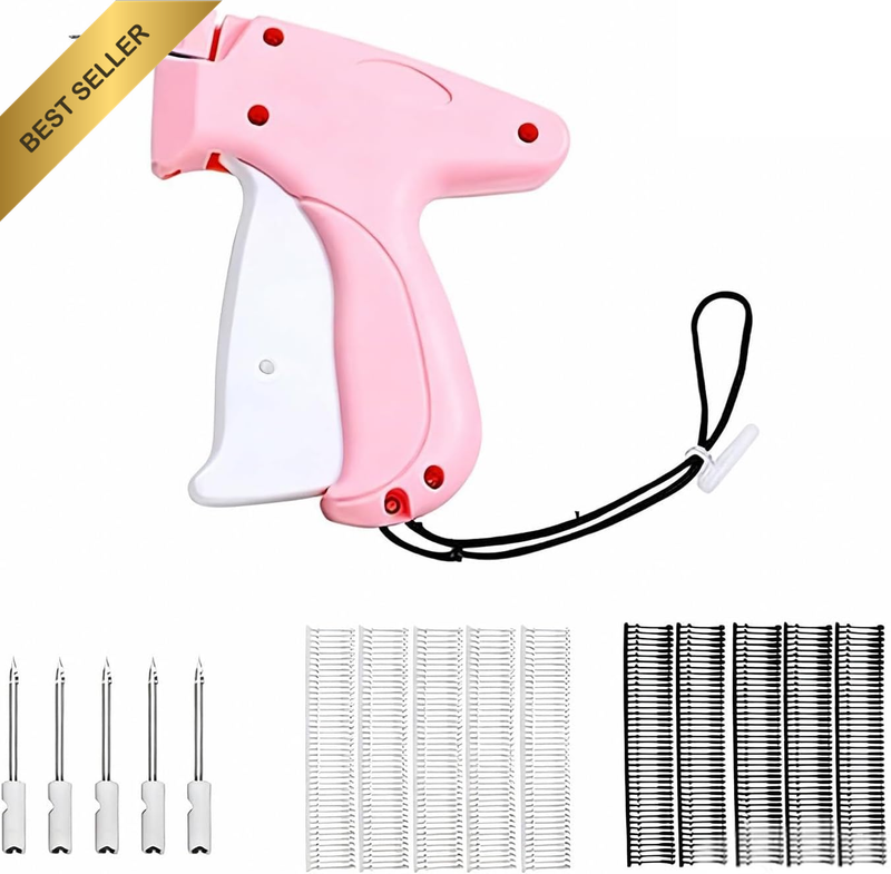 1-Pack Light Pink Handheld Quick Stitch Gun for Clothes, Portable Mini Sewing Ma