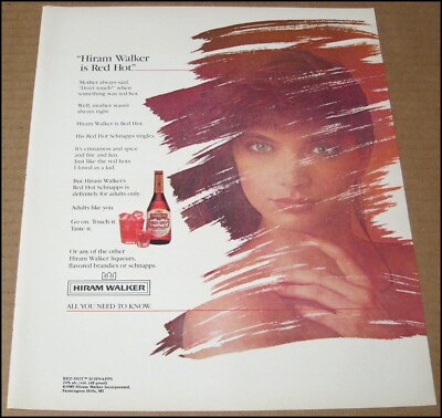 1989 Hiram Walker Red Hot Schnapps Print Ad Advertisement Page Vintage 10'' x 12''