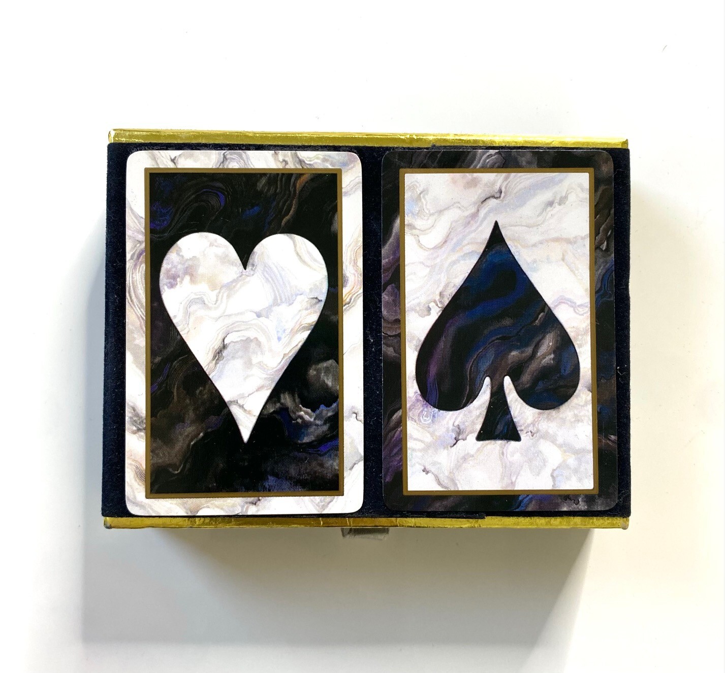 CONGRESS Playing Cards 2 Deck SET Heart Ace Ying Yang Black White Vintage Spain