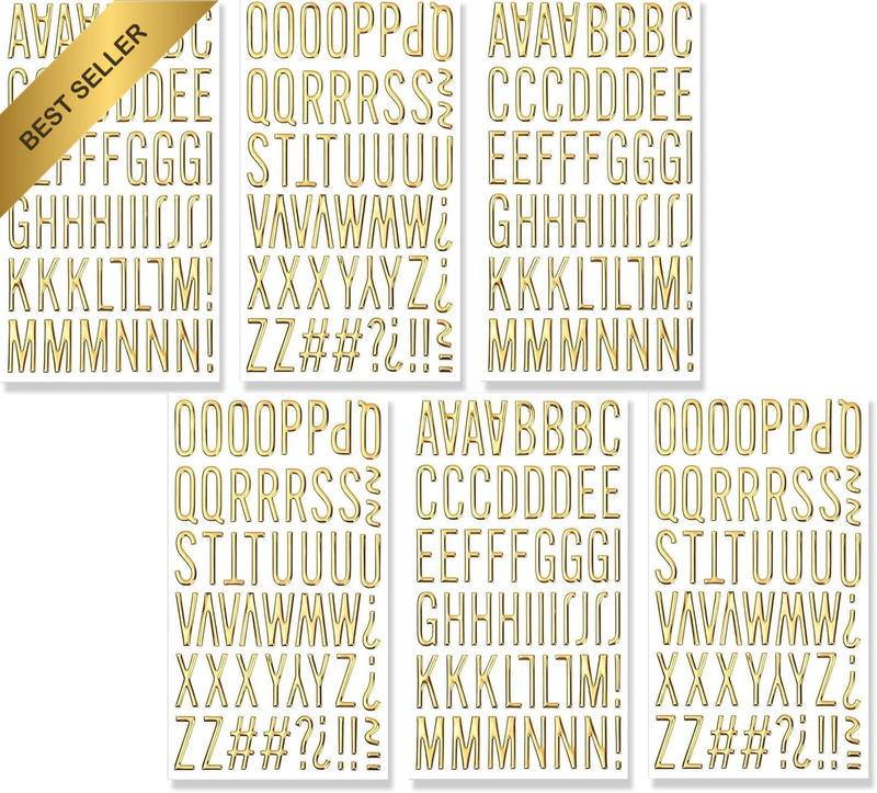 3D Puffy Gold Letter Stickers for Scrapbooking and Grad Cap Decorations, Self-Ad