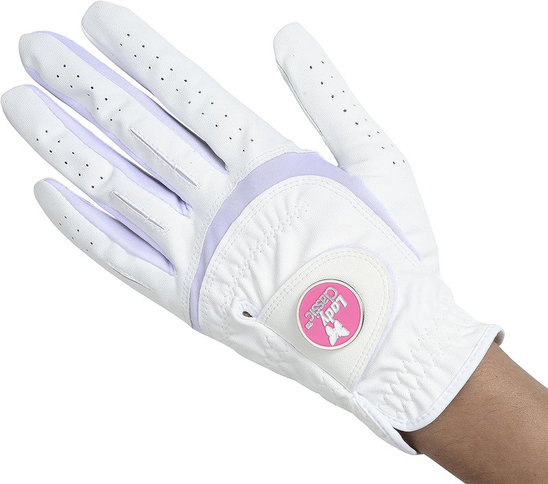 Lady Classic Women'S Soft Flex Golf Gloves with Magnetic Ball Marker with Remova