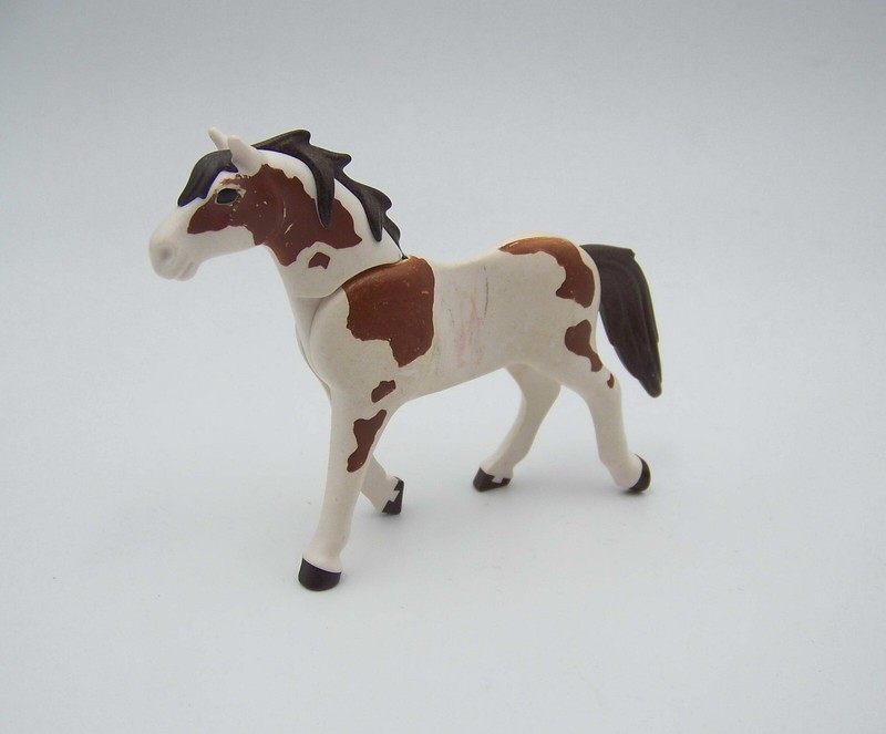 Playmobil (B8144) Western - Cheval Blanc TachetÃ© Marron Clair (AbimÃ©)