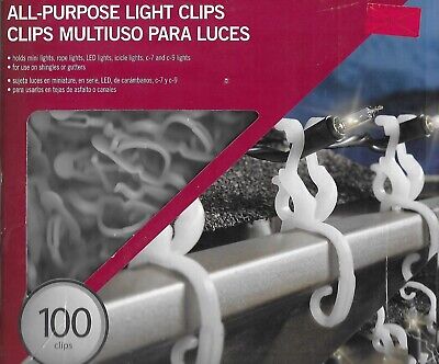 100 Light Clips All Purpose Christmas Gutters Shingles LED Rope Gemmy Corp Xmas