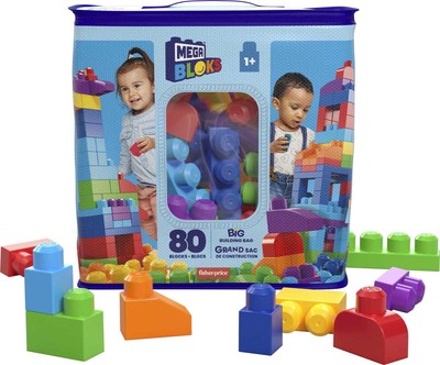 MEGA BLOKS First Builders Big Building Bag Toy Blocks with Storage Bag 80 Pcs