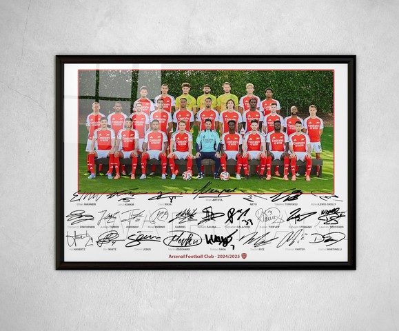ARSENAL 2025 SIGNED PRINT POSTER 2024 TEAM PHOTO SQUAD SAKA ARTETA