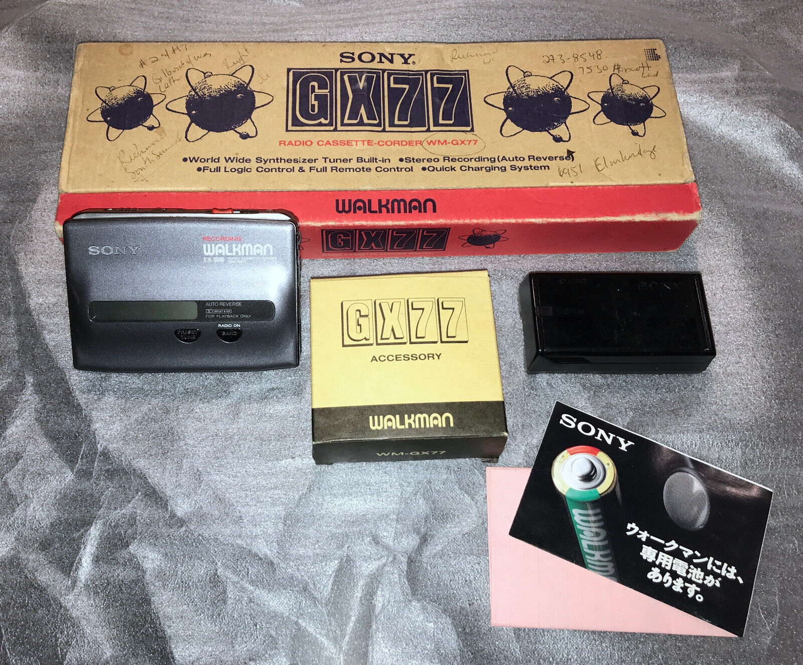 SONY WALKMAN WM-GX77 with BOX and ACCESSORIES Untested JAPAN SONY WALKMAN WM-GX77 with BOX and ACCESSORIES Untested JAPAN