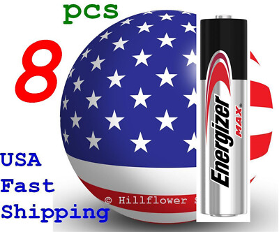 8 piece AAA LR03 EN92 Max Energizer Bulk 1.5V Alkaline Battery w/trk# Exp 12/35