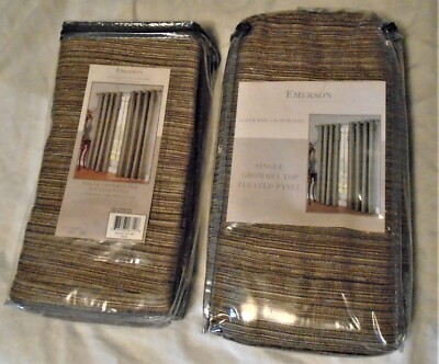 Emmerson 54X84 in Grommet Top Brown Pleated Window Curtain Panel Set of 2