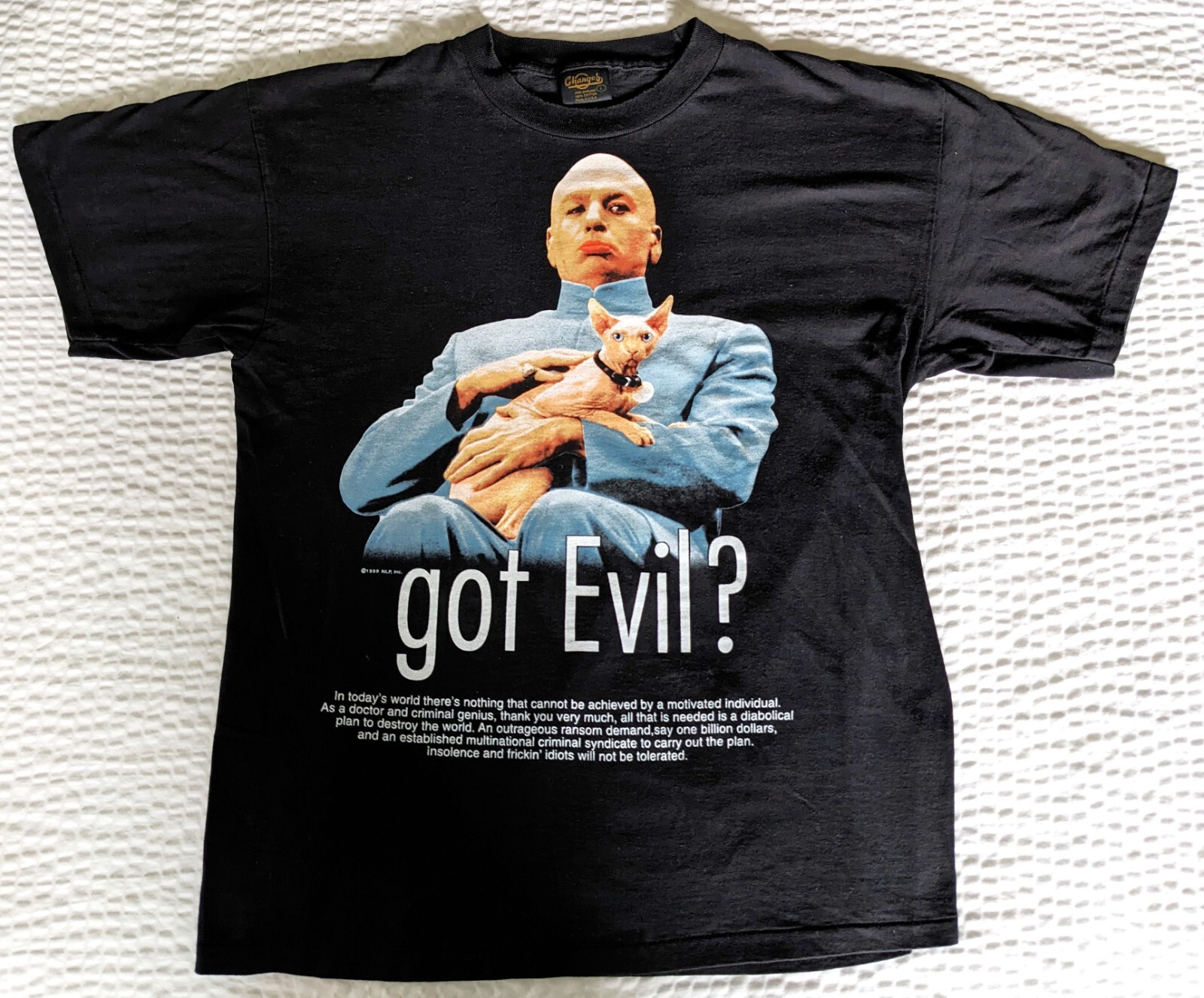 Vintage 90's Austin Powers DR EVIL Black T-Shirt GOT EVIL Vintage 90's Austin Powers DR EVIL Black T-Shirt GOT EVIL