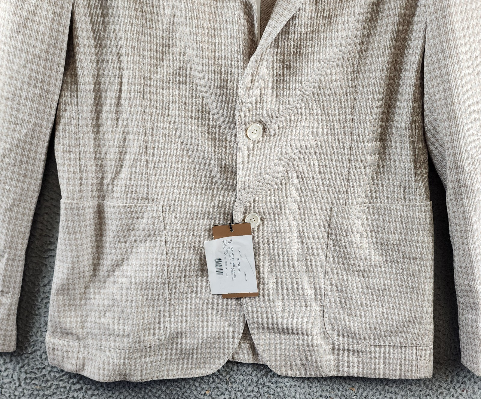 BOSS Houndstooth Jersey Soft Construction Slim Fit Sport Coat Men's 42R Beige - Picture 3 of 17