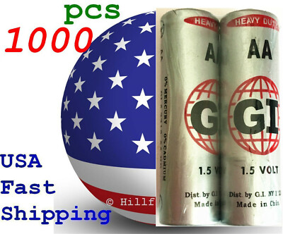 1000 pcs Size AA TopUS LR6 AM-3 0% Hg Super G.I. Heavy Duty 1.5V Bulk Battery