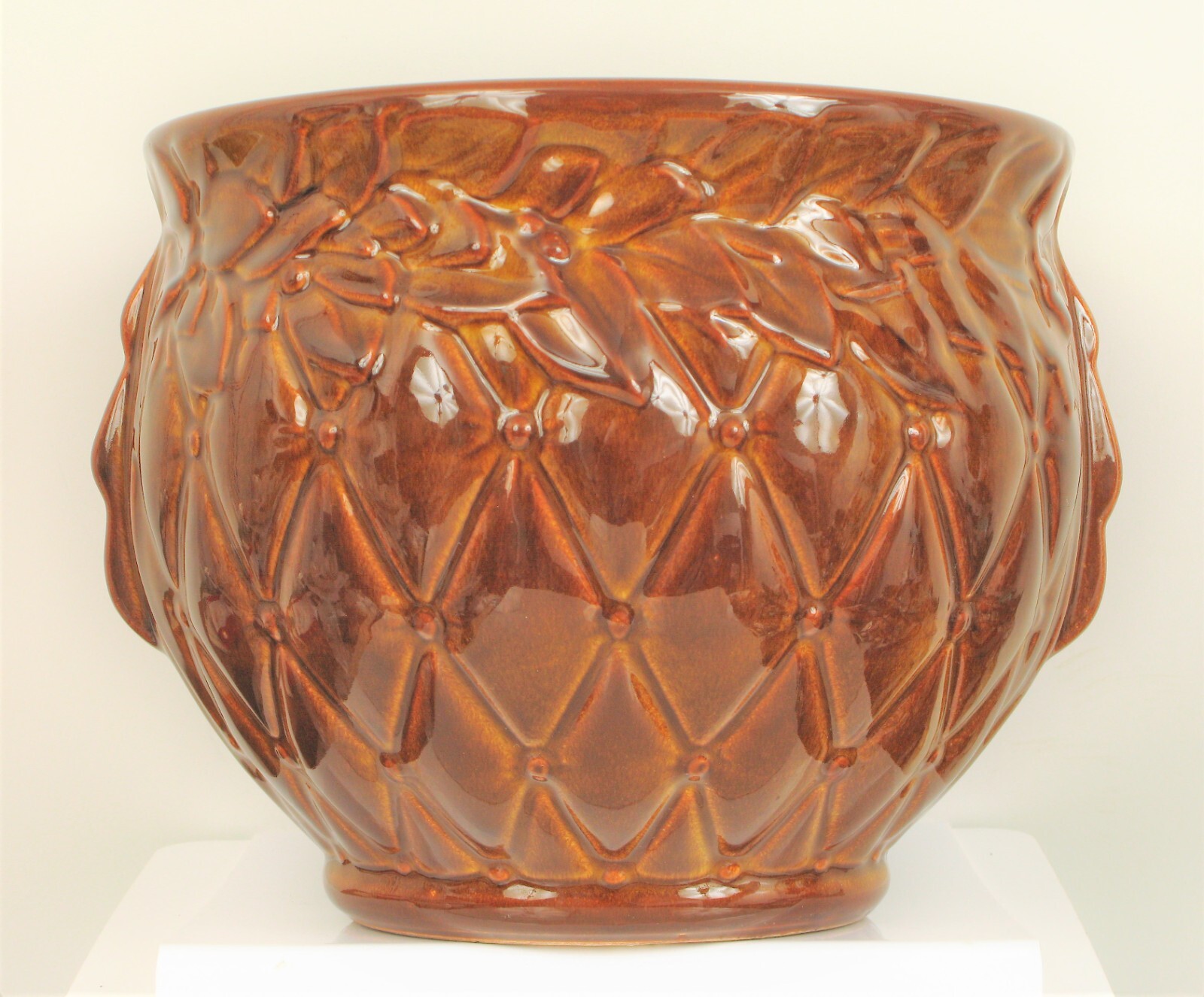 VTG BEAUTIFUL MCCOY USA POTTERY BROWN QUILTED PATTERN 1480
