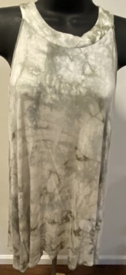 Olivia Sky Women Size Small Top Sleeveless Green /White Tie dye