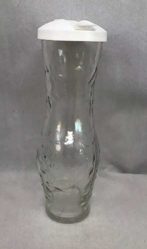 Vintage Good Seasons Salad Dressing Cruet Shaker Bottle Glass Lid Vine Embossed