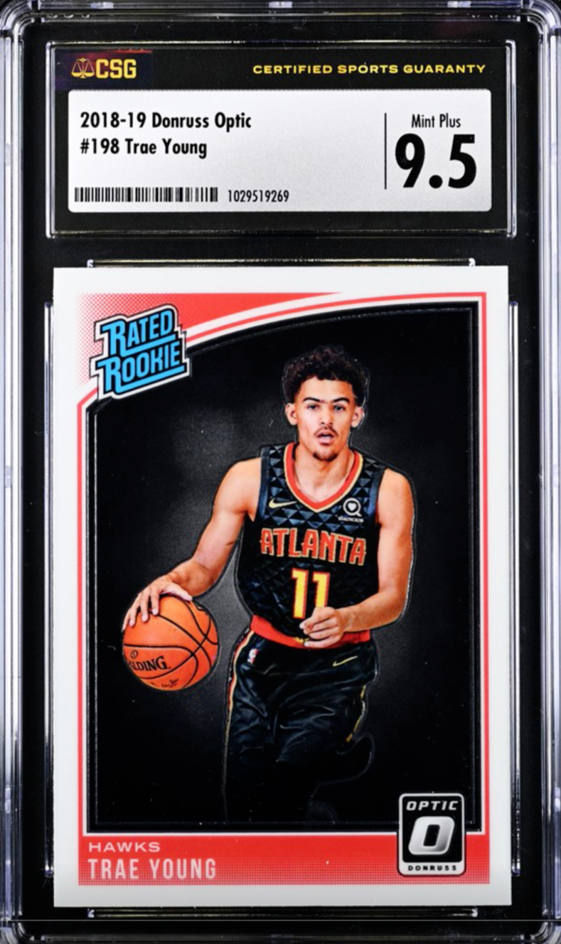 おもち　18点 ⭐️ TRAE YOUNG 2018 DONRUSS OPTIC #198 CSG 9.5 MINT+ RATED