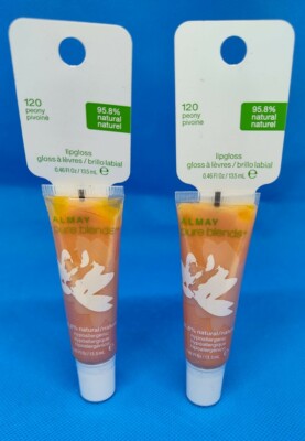 Almay Pure Blends Lipgloss 120 PEONY 0.46 Fl. oz (LOT OF 2)