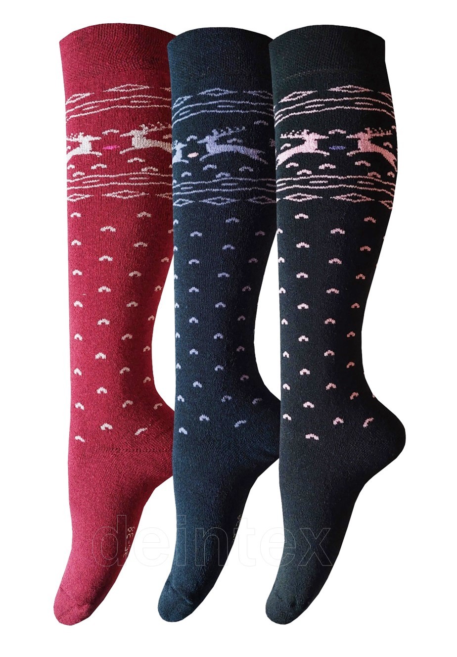 3/6/9/12 Paar Damen Thermo Kniestrümpfe Wintersocken lange warme Strümpfe Hirsch