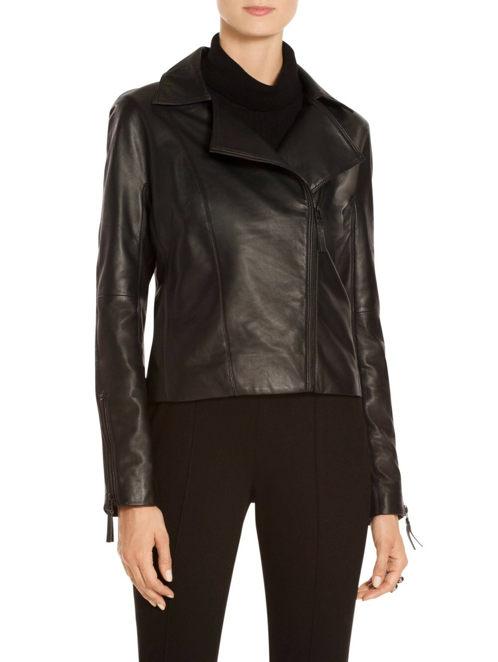 

НОВАЯ УЛ. JOHN COLLECTION Черная куртка на молнии из мягкой кожи LUXE наппа  м США, Черный