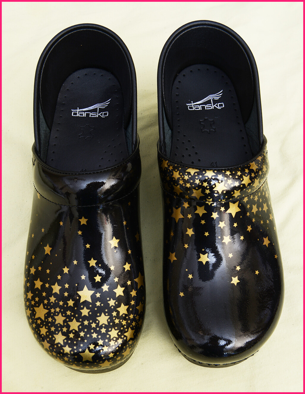 Dansko Clogs 41 Falling Gold Stars Black W/ Gold Stars NEW IN BOX FREE  SHIPPING | eBay