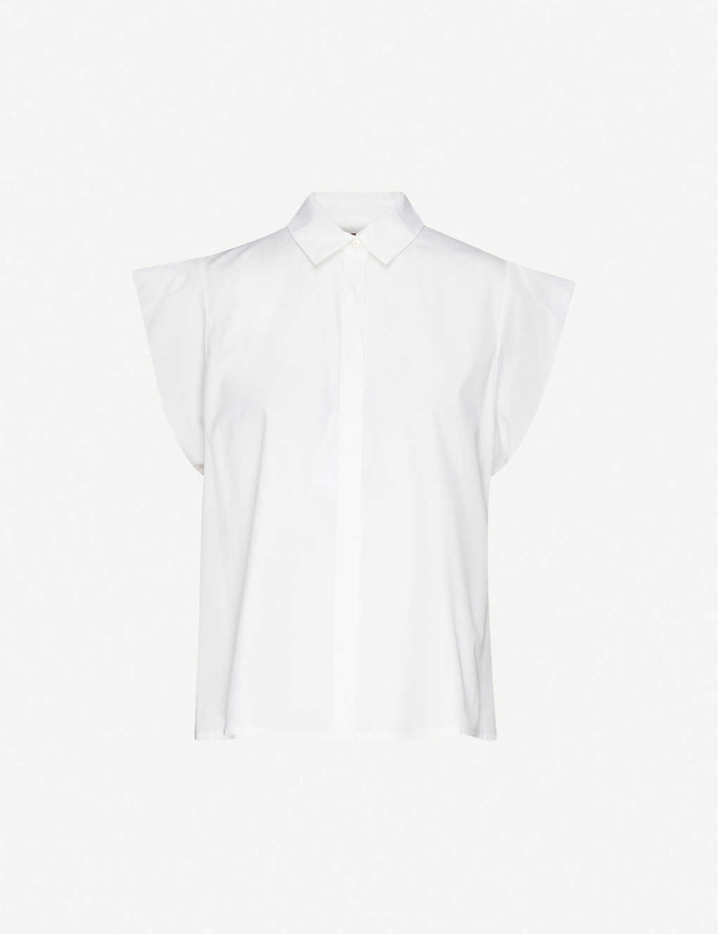 MAX MARA STUDIO Muscari cap-sleeve cotton-poplin shirt White